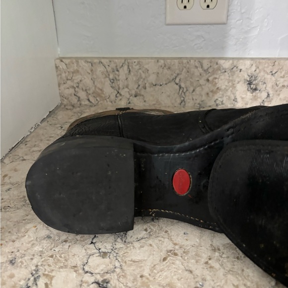 Double H Made in Mexico Men's Black and Tan Leather Western Cowboy Boots - Picture 8 of 13